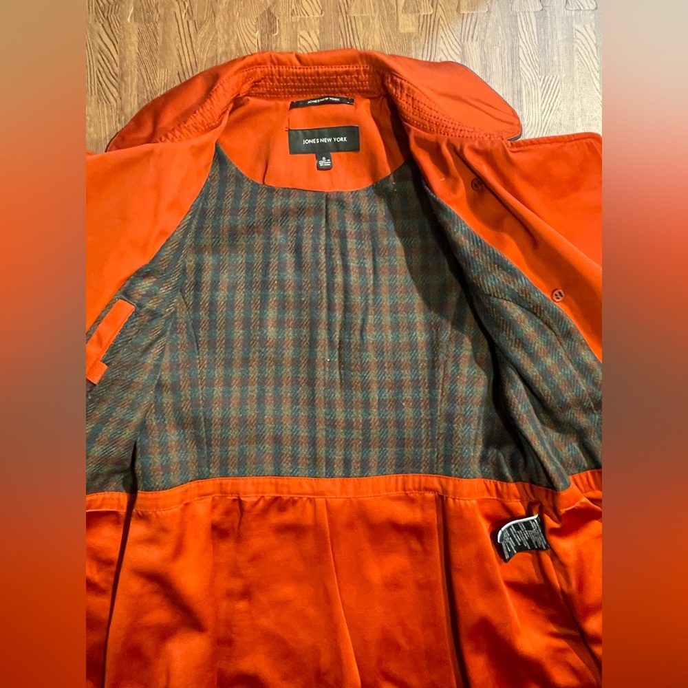 Jones New York burnt orange Trench Coat *Excellent Cond* Sz. S - Picture 9 of 10